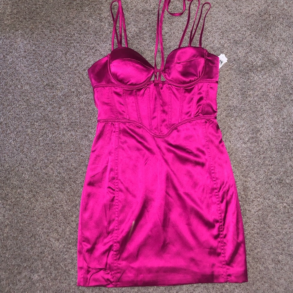Aqua Hot Pink Corset Mini Dress